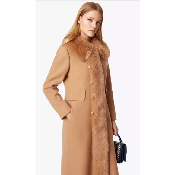 Authentic TORY BURCH Celeste Coat ~ Wool Blend Faux Fur in Camel Sz 4 $850 - Picture 1 of 16